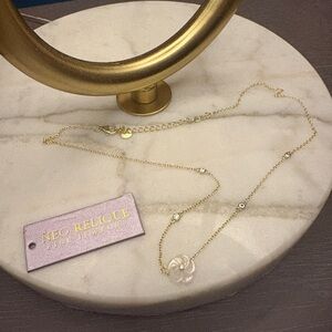 🔥 14KPlated 925 Necklace with mother of pearl Flower Pendant and cubic zirconias